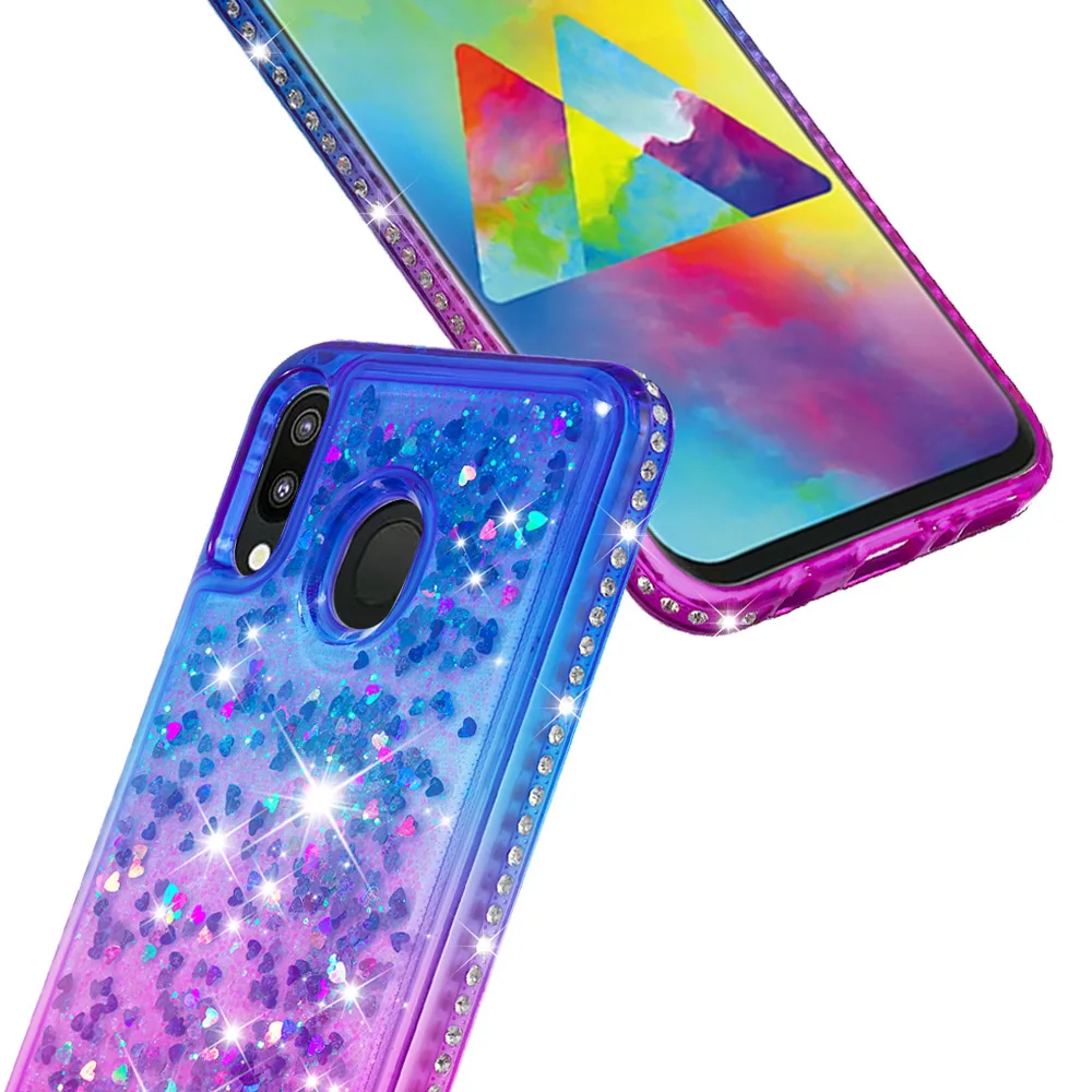 Для samsung Galaxy M20 Алмазный кейс с переливающимся градиентом Coque для м 20 Роскошные