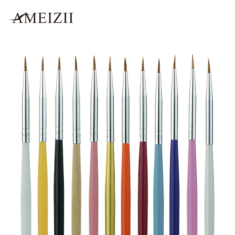 Ameizii 12 шт. набор кистей для ногтей Pro гель Рисование Макияж инструмент Аксессуары дизайн ногтей ручки-щетки Маникюр для красоты ногтей