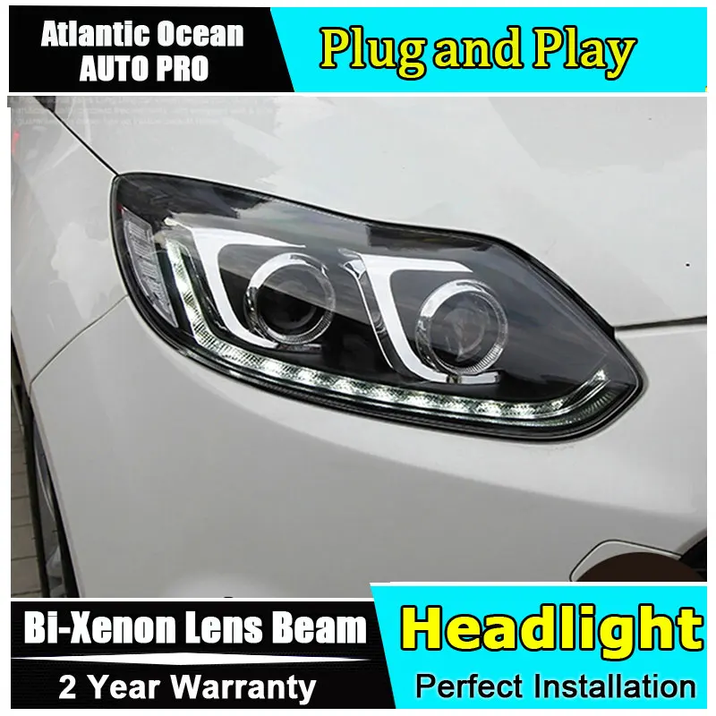 

car styling LED Head Lamp for Ford Focus 3 led headlights 2012-2014 cob signal led drl HID KIT Bi-Xenon Lens low beam