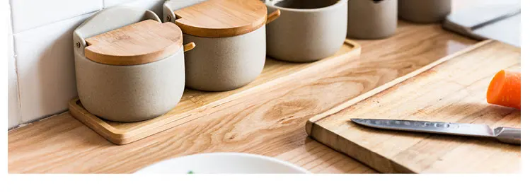 Япония Zakka Стиль Марка Керамическая бутылка для хранения специй уплотнение горшок бамбуковая крышка белый много наборов выбор сухофрукты банка доска