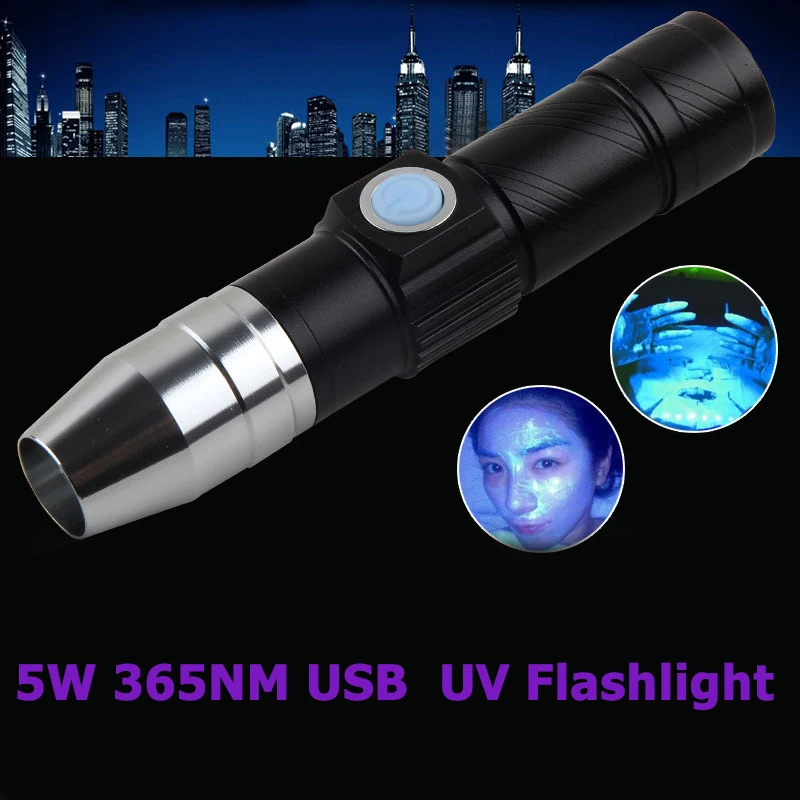 Мини 365nm UV вспышка светильник CREE светодиодный ФЛУОРЕСЦЕНТНОЕ Обнаружение