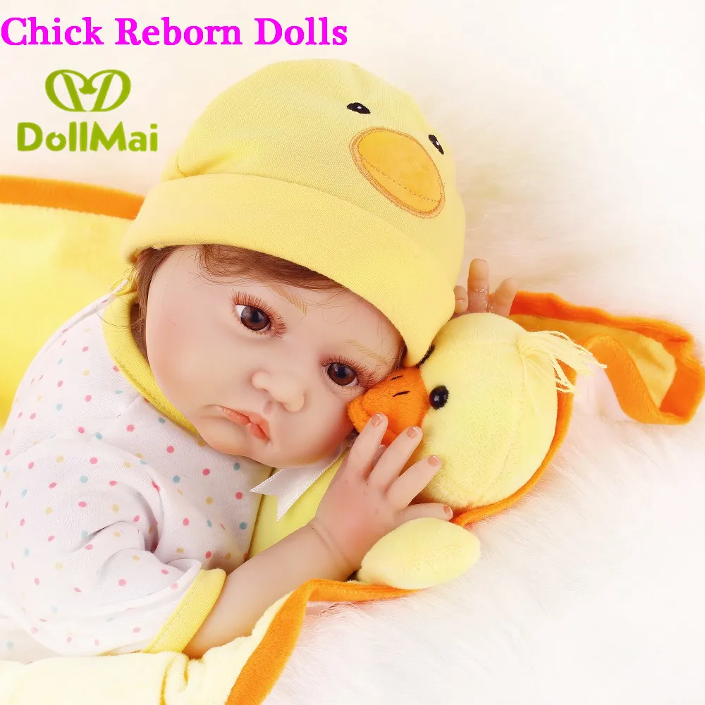 Reborn babies 55cm soft silicone reborn baby dolls with yellow duck plush bebe boneca child xmas gift toy doll | Игрушки и хобби