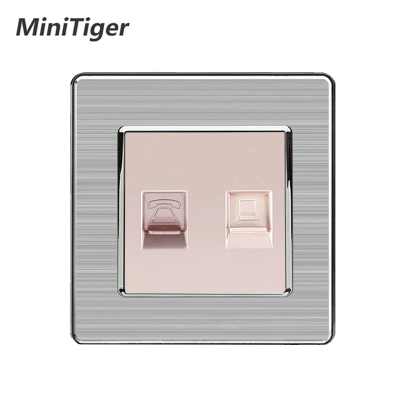 Minitiger RJ45 разъем для интернет данных CAT5E с 2 ядрами RJ11 телефонная розетка из