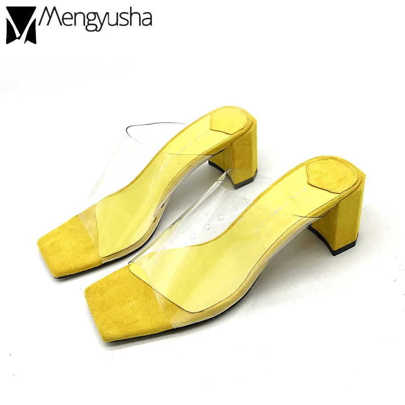 2019 Новая женская обувь с квадратным носком на высоком массивном каблуке sippers