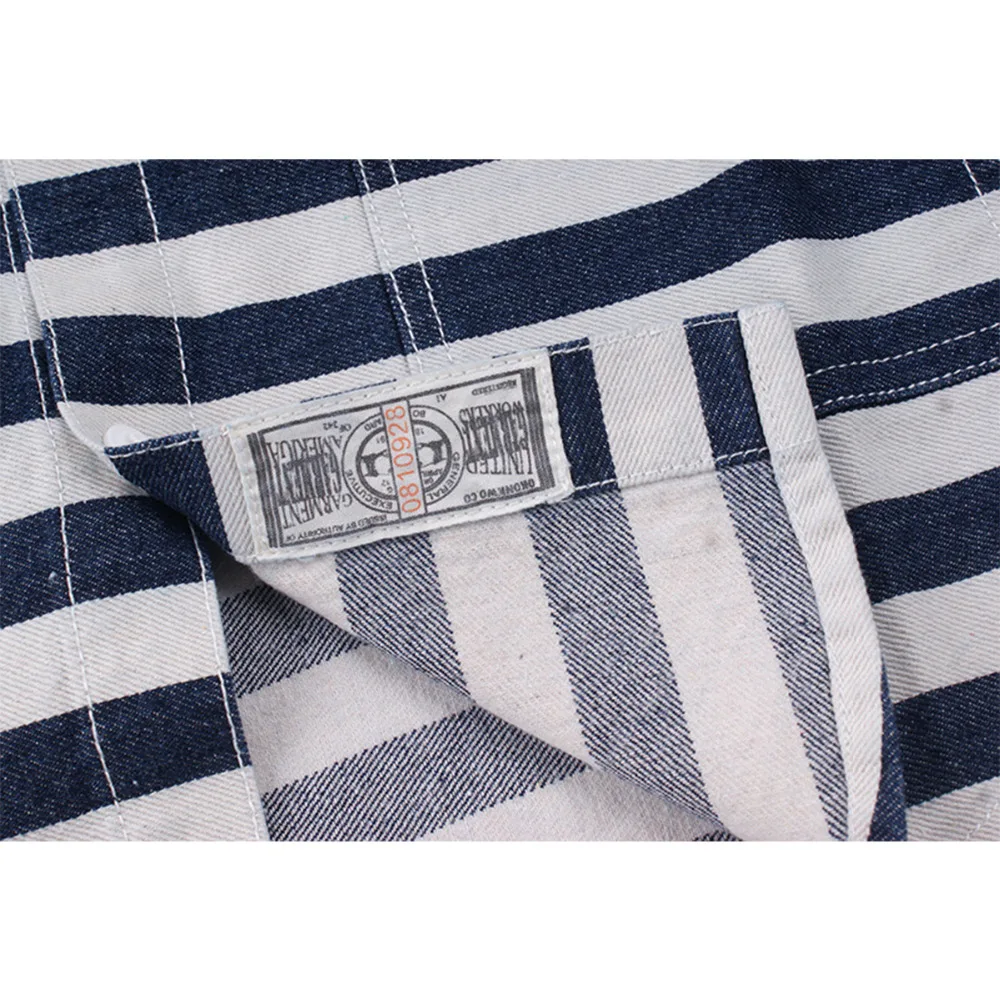 Осенне зимняя ВИНТАЖНАЯ ДЖИНСОВАЯ Мужская рубашка в широкую полоску