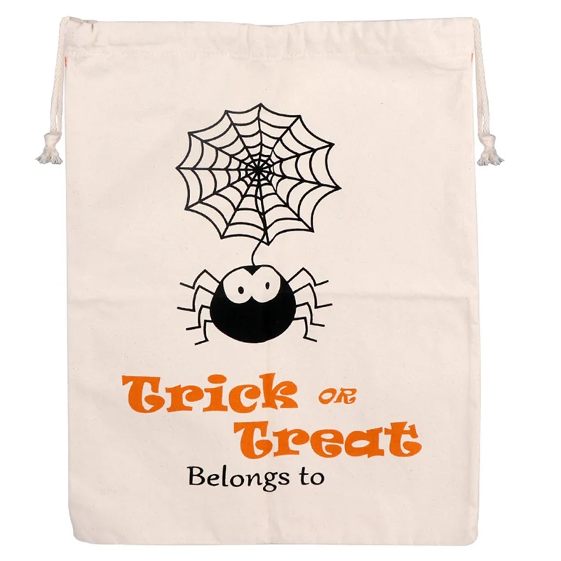 Spider OurWarm 17x14 дюймов на Хэллоуин с надписью Trick or treat сумки для детей многоразовая холщовая вместительная сумка со шнуром Подарочный мешок Хэллоуин вечерние украшения - Цвет: Spider