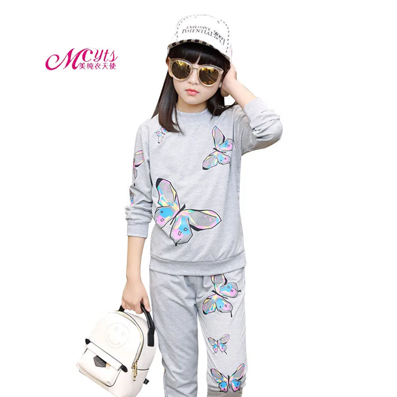 Детский спортивный костюм футболка с принтом и штаны на Возраст 4 12 лет|girls sport