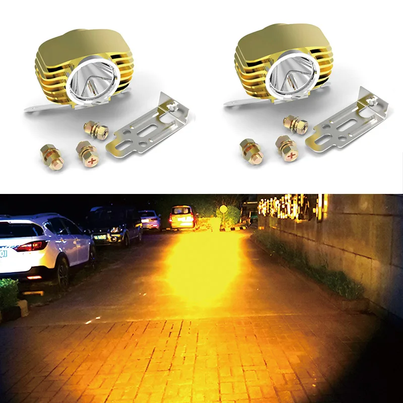 Golden Housing 3000K CNSUNNYLIGHT 2 шт. светодиодный фонарь для мотоцикла 3000K 4300K 6000K светодиодный прожектор для мотоцикла аксессуары точечные Фары Водонепроницаемый - Цвет: Golden Housing 3000K
