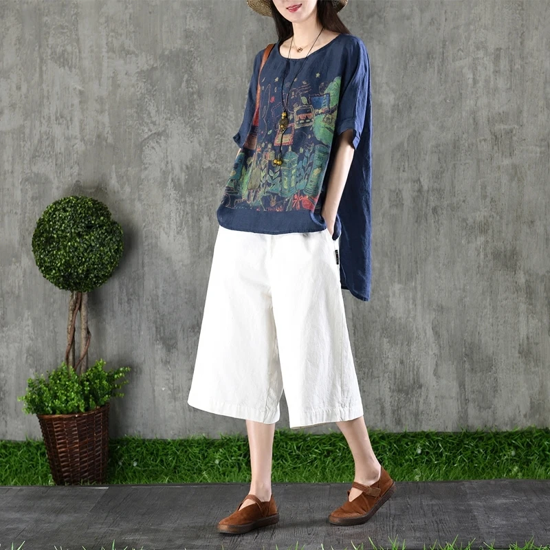 Chinese Style Clothing Women Cotton Linen Summer Loose Short Front Literary Blouse Vintage Shirt Ladies Tops TA1375 | Тематическая
