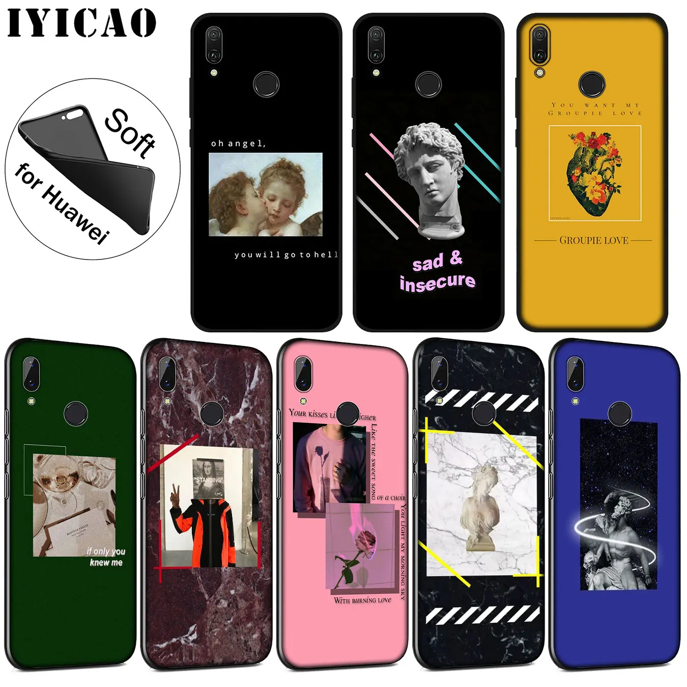 Great art aesthetic van Gogh Mona Lisa David love Soft Case for Huawei P30 P20 Pro P10 P9 P8 Lite Mini 2017 2016 P smart Z 2019 |