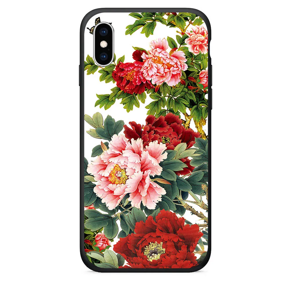 Мягкий цветной чехол из ТПУ для iphone xs max с розовыми цветами силиконовый 8 Plus чехлы |