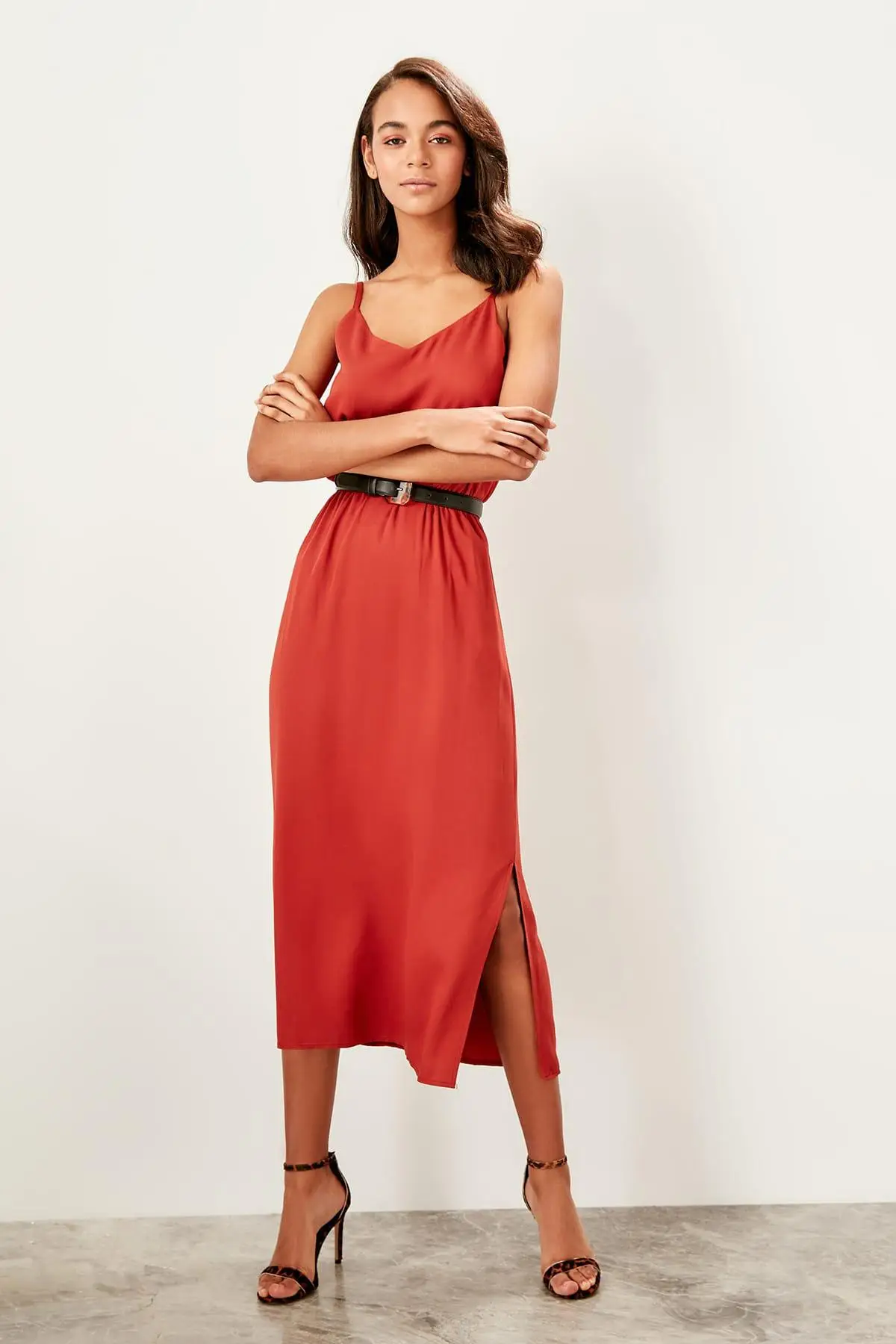 Trendyol плитка платье с разрезами TWOSS19ST0132|Женские платья| |