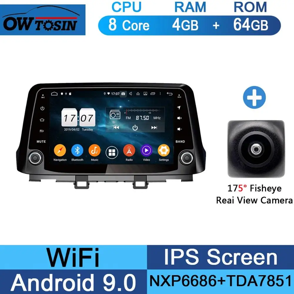 64G Fisheye Camera " ips 8 Core 4 Гб+ 64 ГБ Android 9,0 Автомобильный мультимедийный плеер для hyundai Encino Kona gps компактное минирадио CarPlay Parrot BT - Цвет: 64G Fisheye Camera