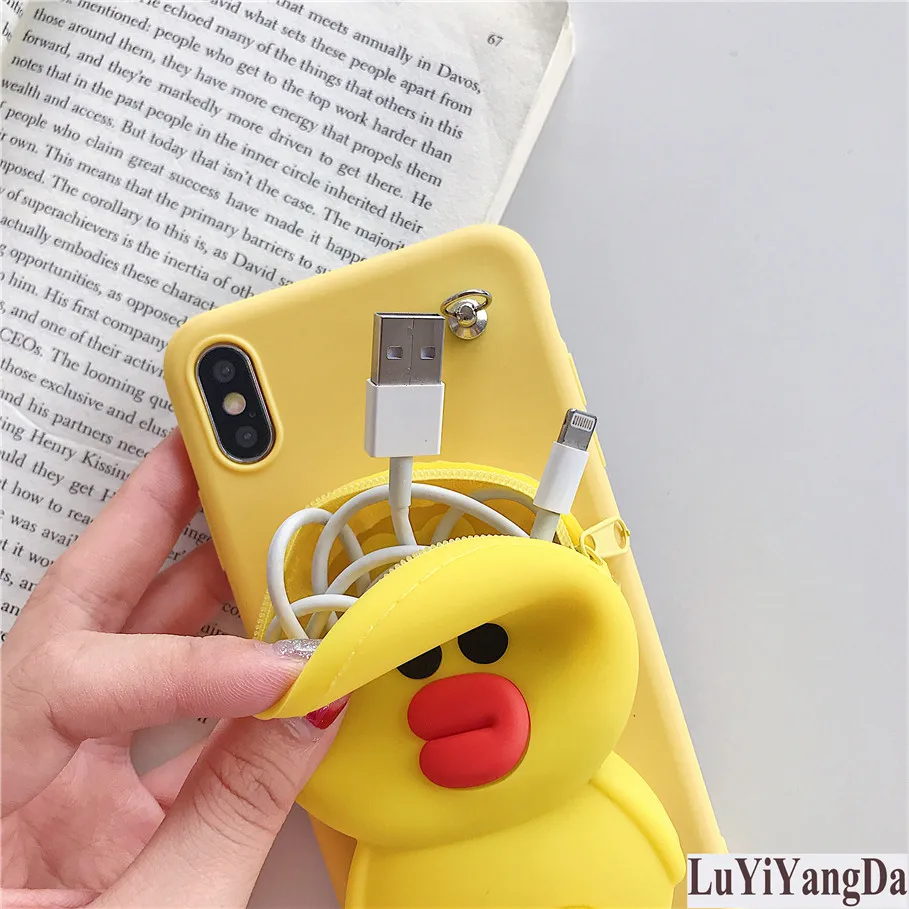 Милый мультяшный чехол-кошелек на молнии для телефона Huawei P10 Plus P20 P30 Mate 9 10 20X30 Pro Lite Мягкий силиконовый чехол Coque Fundas