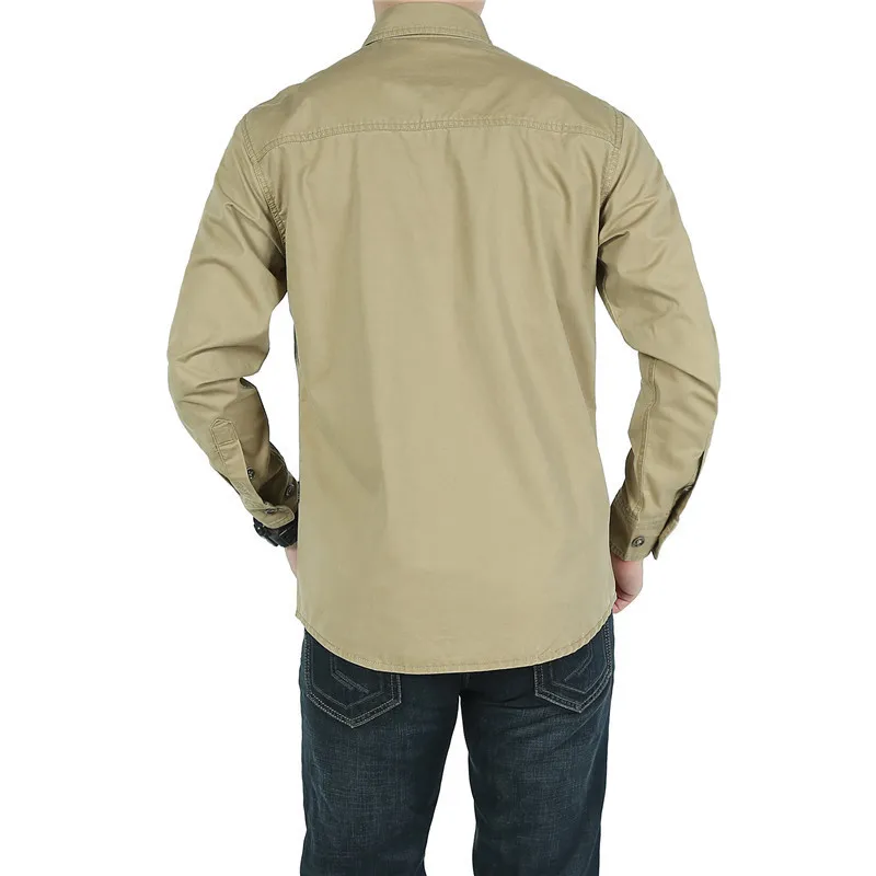 

Shirt Men Long Sleeves Man's Shirts 100% Cotton Military Plus Size 3XL clothes army Casual Shirts chemise homme free shipping