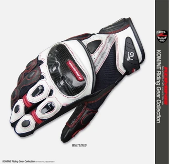 White-red moto rcycle перчатки moto Komine GK-160 из углеродного волокна, защитные сетчатые перчатки, сенсорный экран, дышащие moto cross Racing - Цвет: White-red