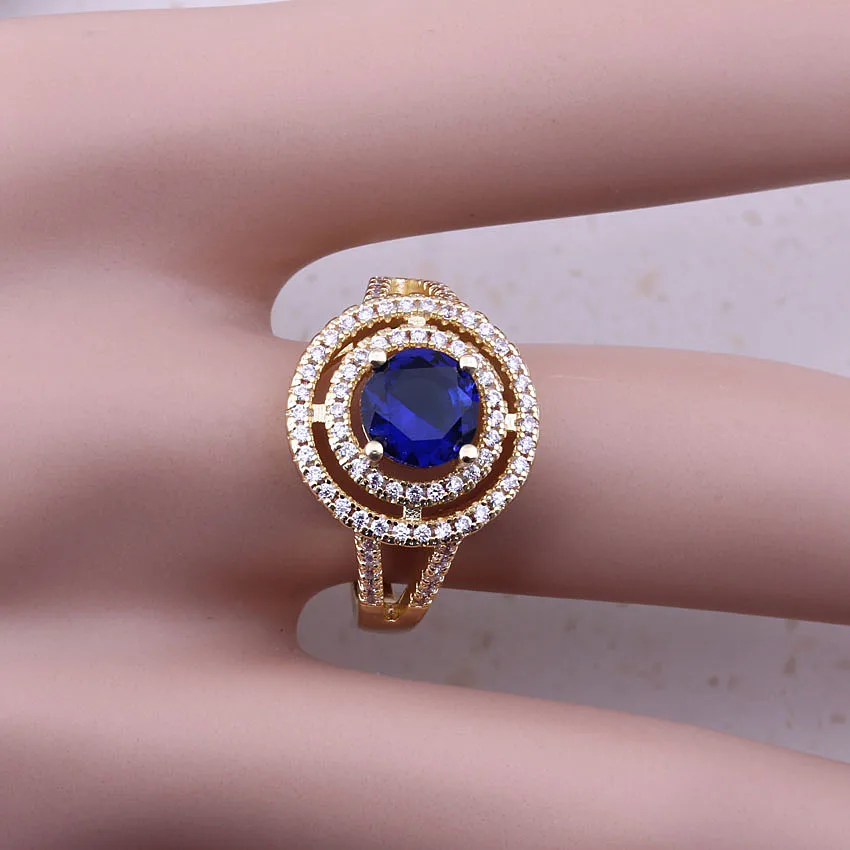 Набор ювелирных изделий для женщин Модный комплект с синим кристаллом и