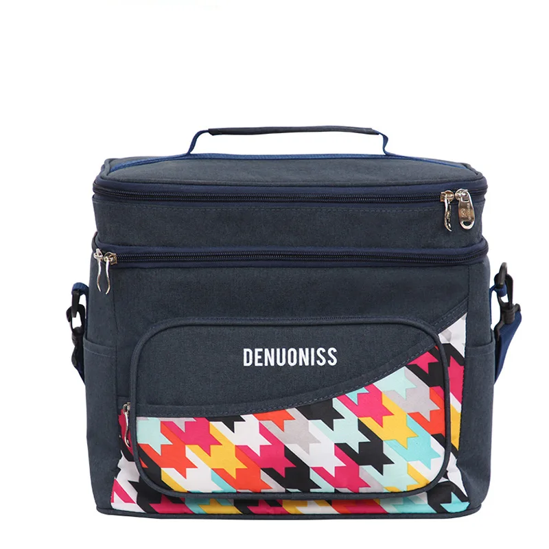

Брендовая изолированная сумка-тоут DENUONISS, модные красочные сумки-холодильники для пикника, кемпинга, походов, черный чехол-холодильник