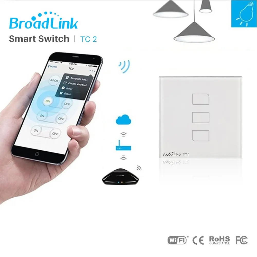 Broadlink TC2 ЕС WiFi переключатель Сенсорная панель стандарт Великобритании настенный