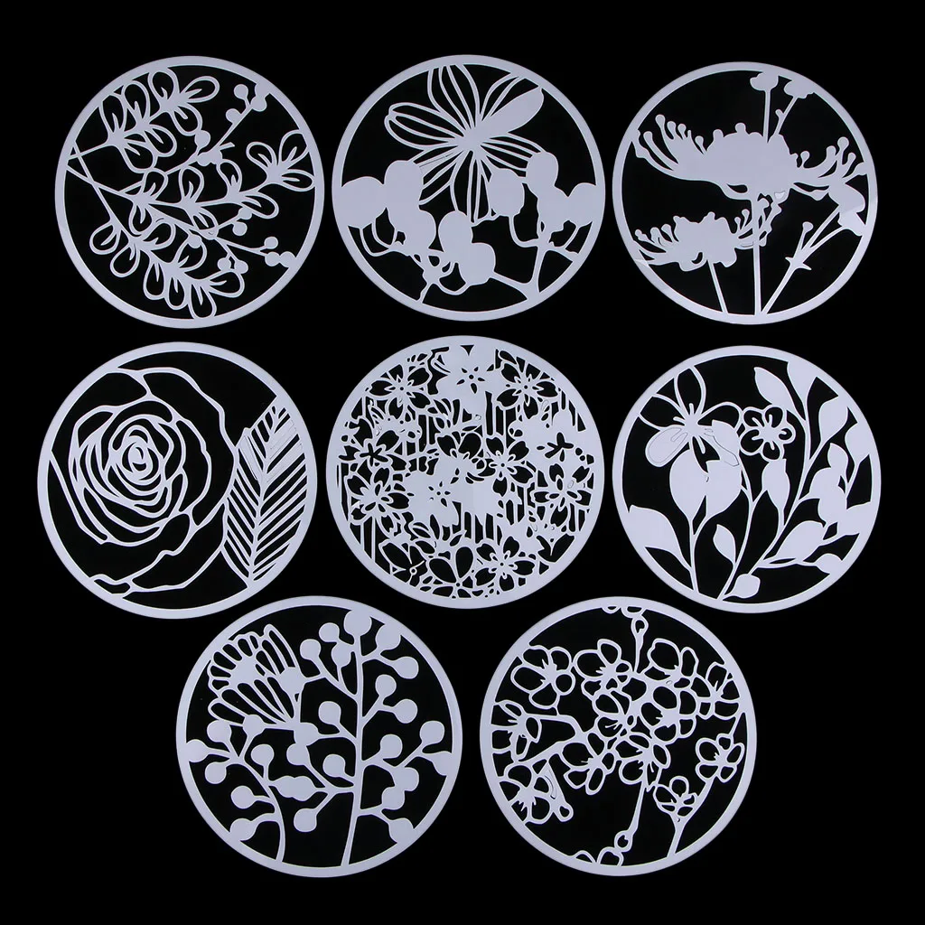 

8pcs Spring Festival Supply Tools Flower Drawing Stencil Art Painting Template Art Crafts Supply Plastic 165mm