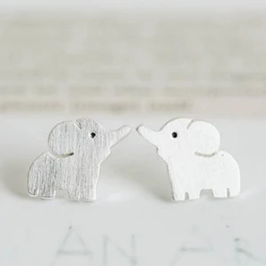 1 пара милые детские серьги Слоник гвоздики из медного материала серебристого