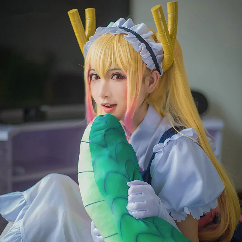 Парик для косплея Miss Kobayashi's Dragon Maid Tohru светлый желтый с градиентом длиной 110 см