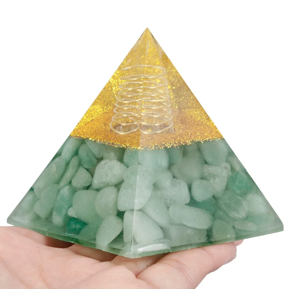 

TUMBEELLUWA Green Aventurine Orgone Crystal Pyramid Reiki Healing Energy Chakra Balancing Meditation 60mm