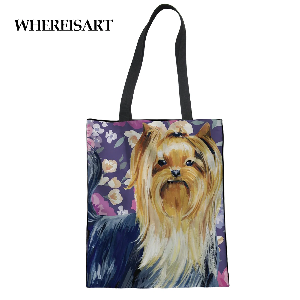 WHEREISART милые Йоркширские хозяйственные сумки ежедневное использование