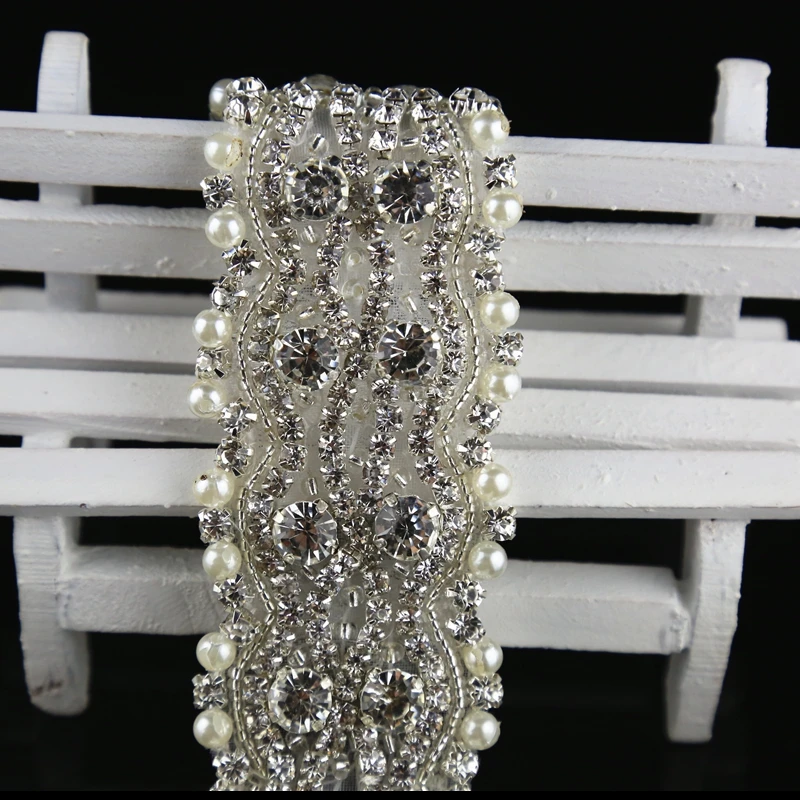 1 ярд роскошная аппликация из горного хрусталя отделка свадебная для свадебного