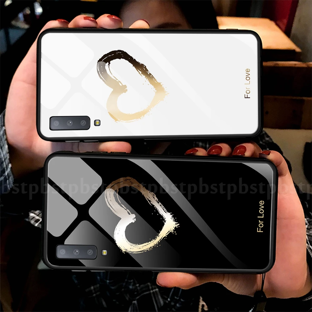С узором из сердечек костюм закаленное Стекло чехол для samsung Galaxy A70 A50 A30 A20 A10 M20 S9 S8 S10 плюс A7 Note 8 9 S10e A50 крышка