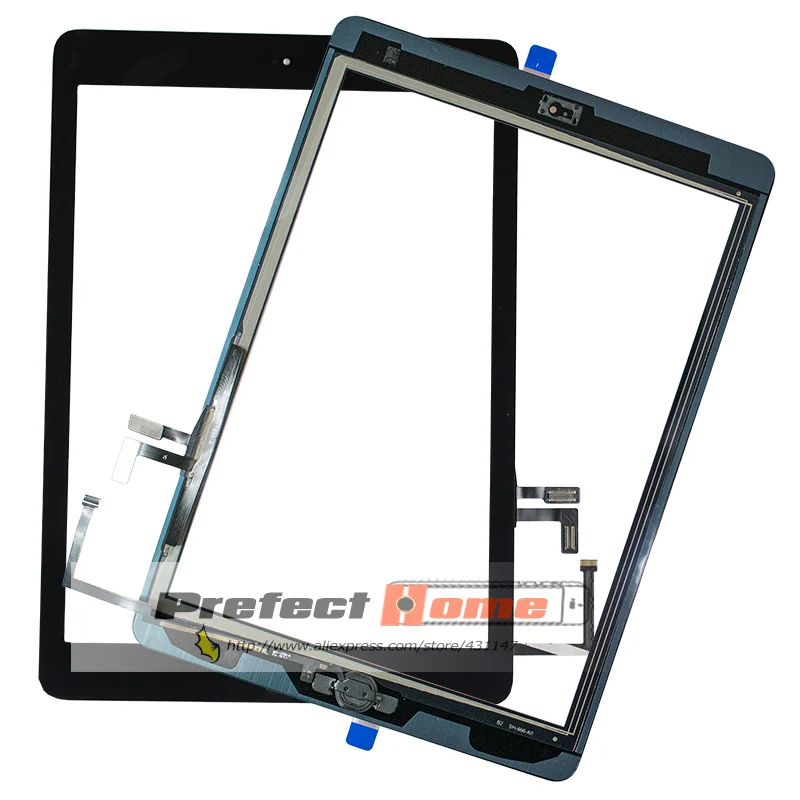 Для iPad Air1 20 шт./лот сенсорный экран дигитайзер и клей + home flexcable завершенный A1474 A1475