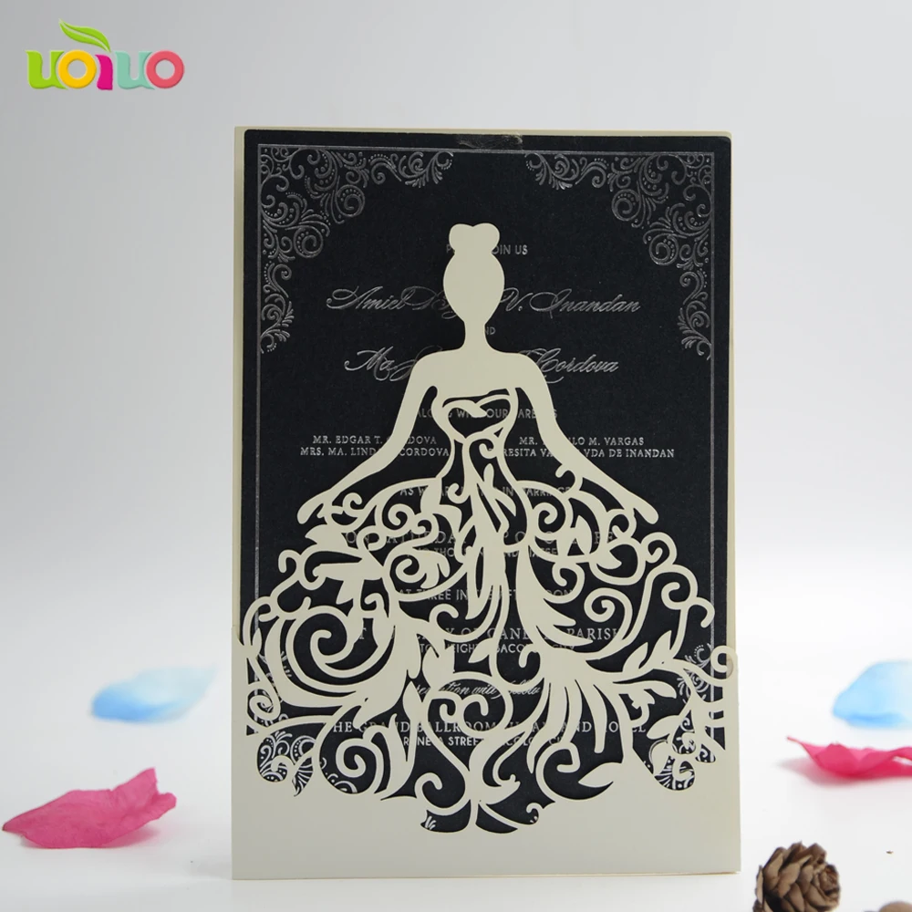 Изысканные красивые свадебные пригласительные открытки кремового цвета для