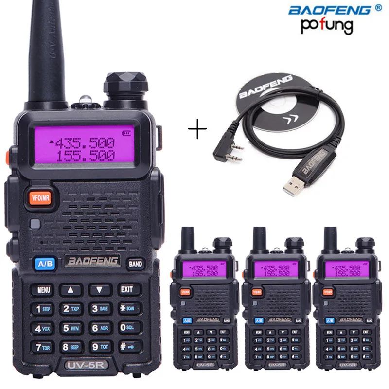 

4pcs BaoFeng UV-5R Walkie Talkie VHF/UHF 136-174Mhz&400-520Mhz Dual Band Two way CB radio Baofeng uv 5r Portable+USB