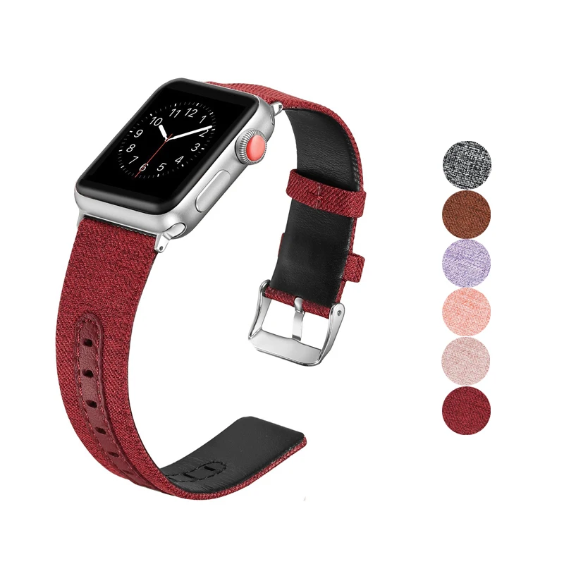 Ремешок для часов apple watch 44 мм 40 42 38 браслет из холщовой натуральной кожи iwatch