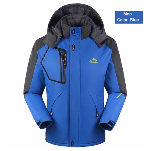 men color blue PEILOW уплотненная теплая зимняя куртка для женщин и мужчин, водонепроницаемая ветрозащитная куртка с капюшоном, Мужская Флисовая Куртка с капюшоном, большой размер 5XL, 6XL, 7XL, 8XL, 9XL - Цвет: men color blue
