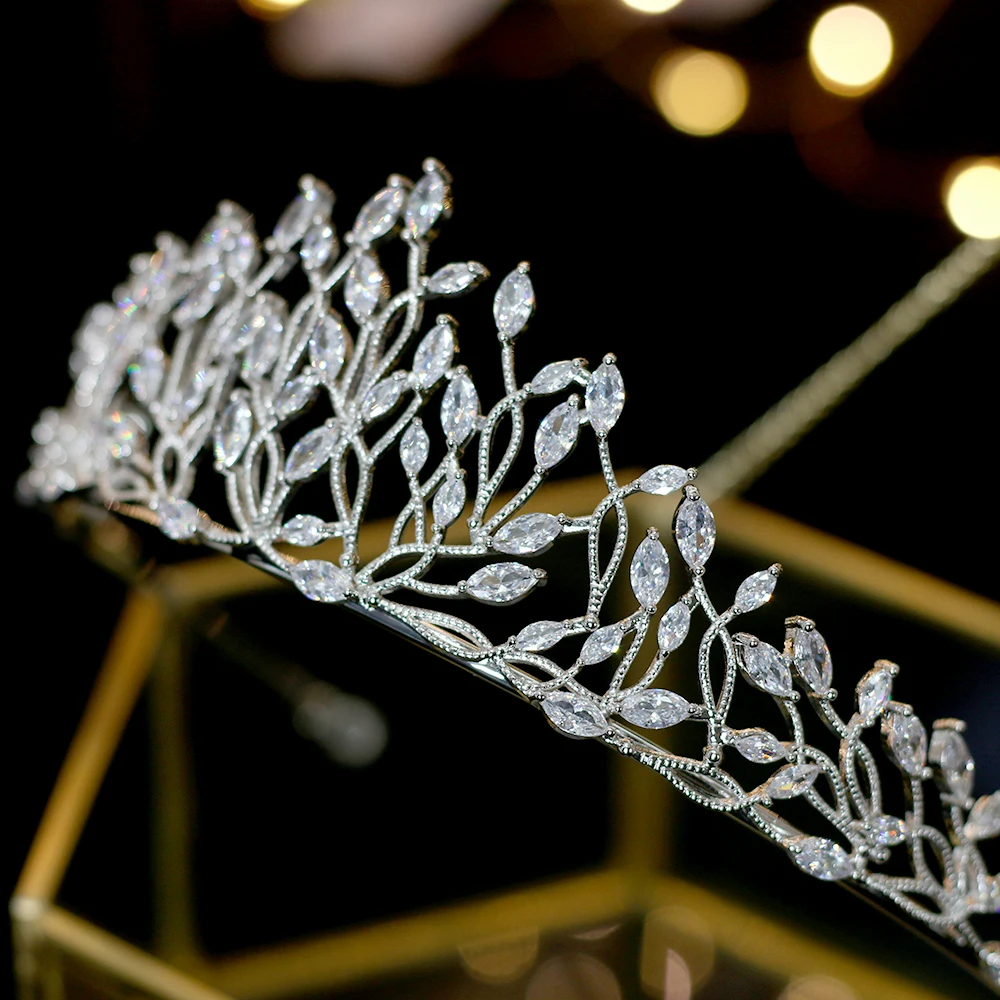 Alta calidad novia кубический цирконий boda тиара Корона banquete bola vestido de boda accesorios de joyeria