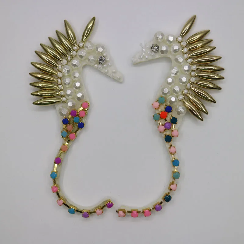 1 пара декоративная 3d аппликация Морская лошадь|beaded patches|decorative patchespatches for clothing |