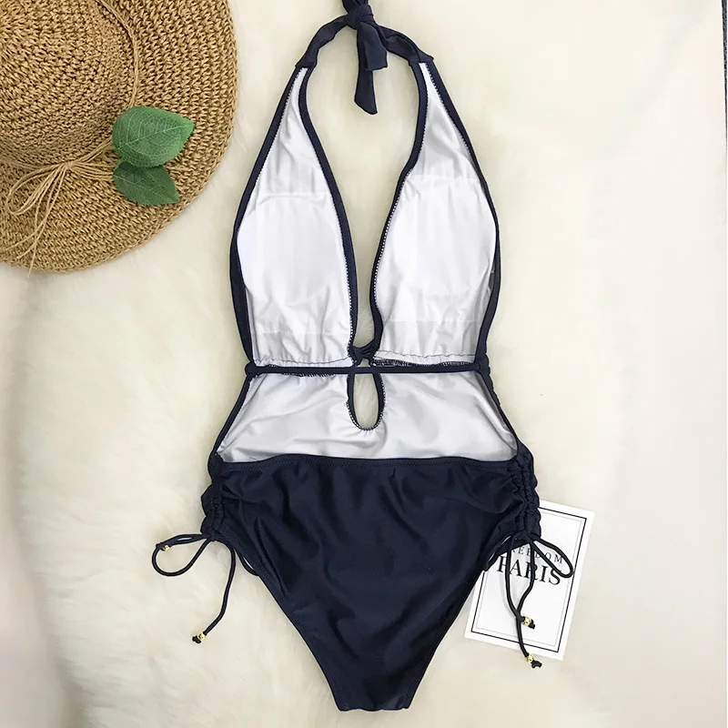 CUPSHE лучшие пожелания Холтер Цельный купальник открытая спина глубокий v образный