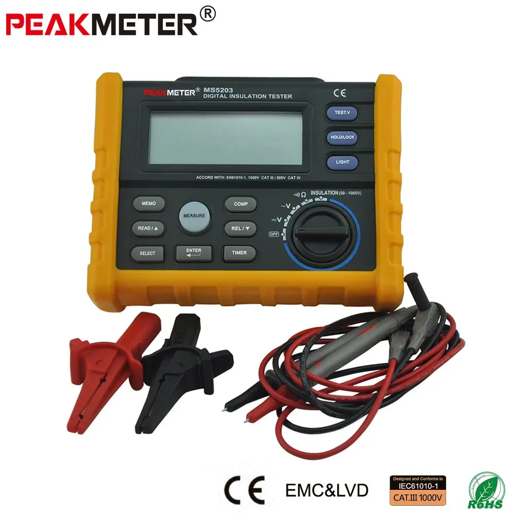 Цифровой Аналоговый тестер сопротивления изоляции MS5203 1000 10 г Ом|megger meter|insulation