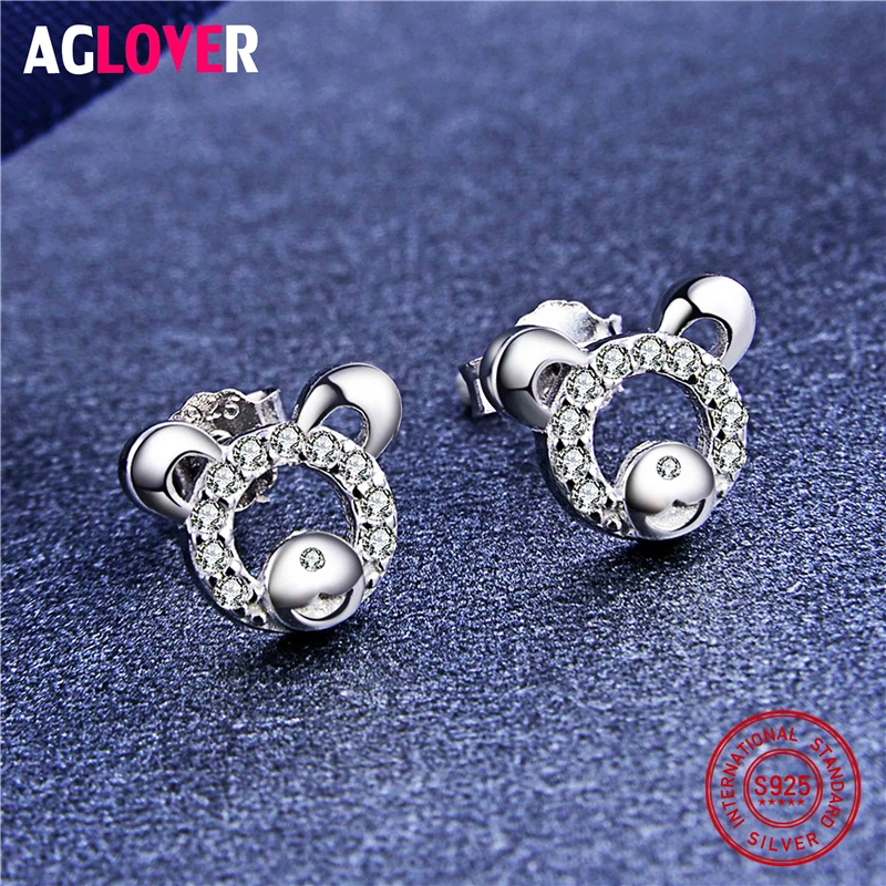 Женские серьги-гвоздики из серебра 2018 пробы с фианитом AAA | Украшения и аксессуары