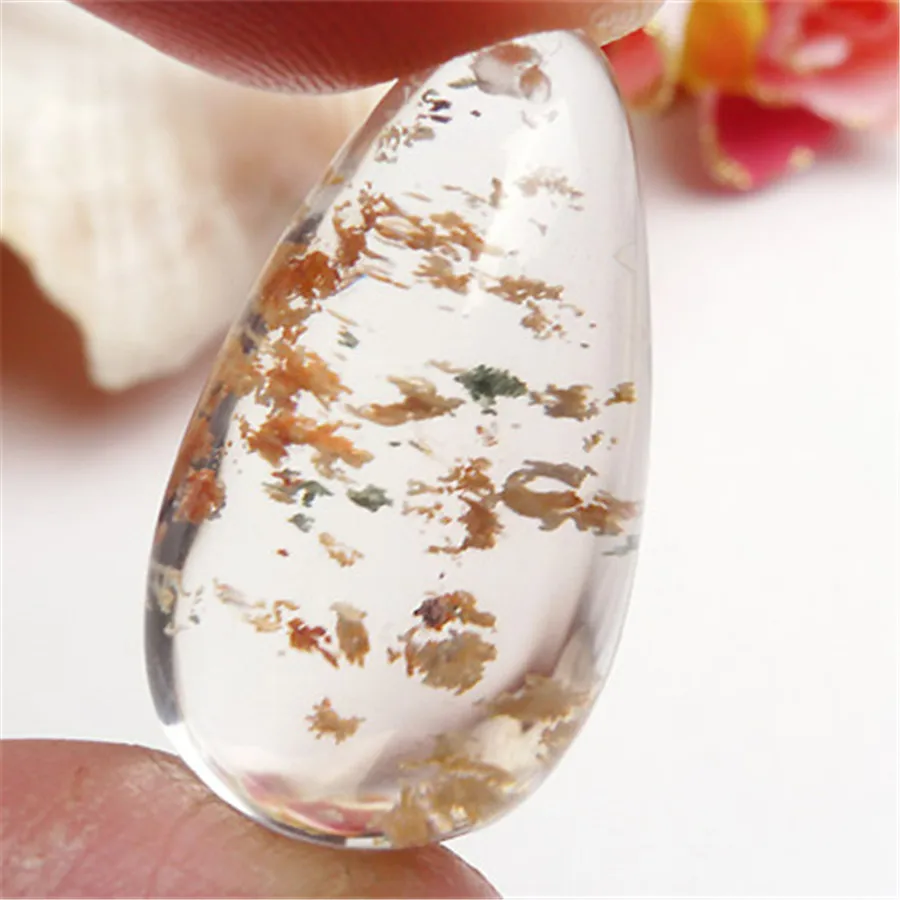 26x15x11mm Подлинная Природный сад Оранжевый Зеленый Фантом Кварцевый падения воды
