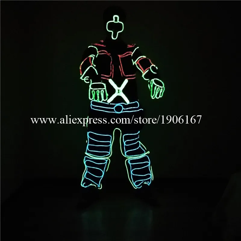 Новейший танцевальный костюм RGB EL Wire светодиодная одежда холодсветильник для