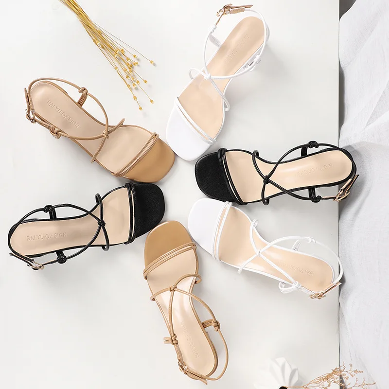 Сандалии гладиаторы женские с узким ремешком брендовые дизайнерские пляжные