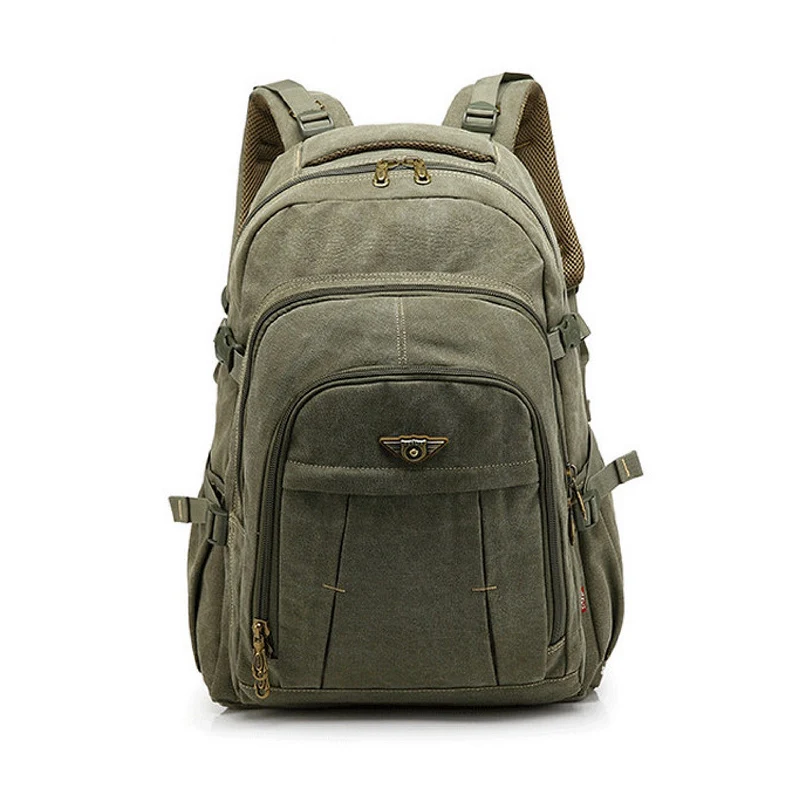 

AERLIS Men School Backpacks Travel Canvas College Laptop Shoulder Bag Women Vintage Teenager Military Large Backpack Male 9116