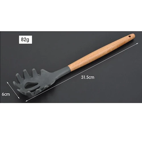 Uncooked Spoon Распродажа 8 видов черная силиконовая деревянная лопатка термостойкая суповая ложка антипригарная специальная кухонная лопатка для кухонных инструментов 10100C - Цвет: Uncooked Spoon