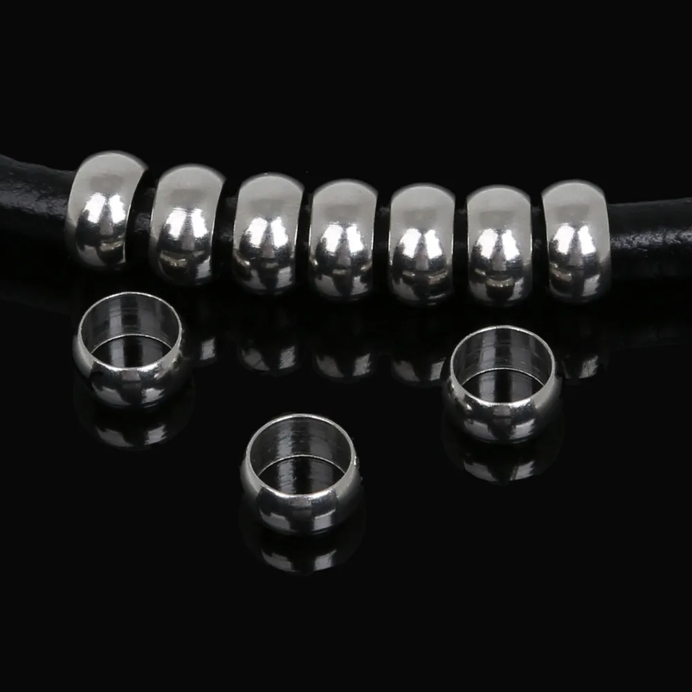 New Arrival 20/50/100Pcs Big Hole Bead Stainless Steel Spacer Beads European Ring Fitting For DIY Jewelry Accessorie | Украшения и