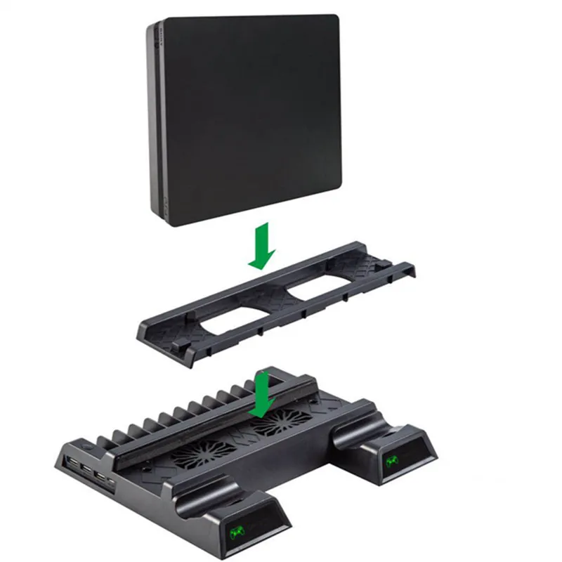 For PS4/ PS4 Slim/ Pro Cooler Vertical Cooling Stand Charger with LED Indicators Charging Docking Station Discs Storage | Электроника