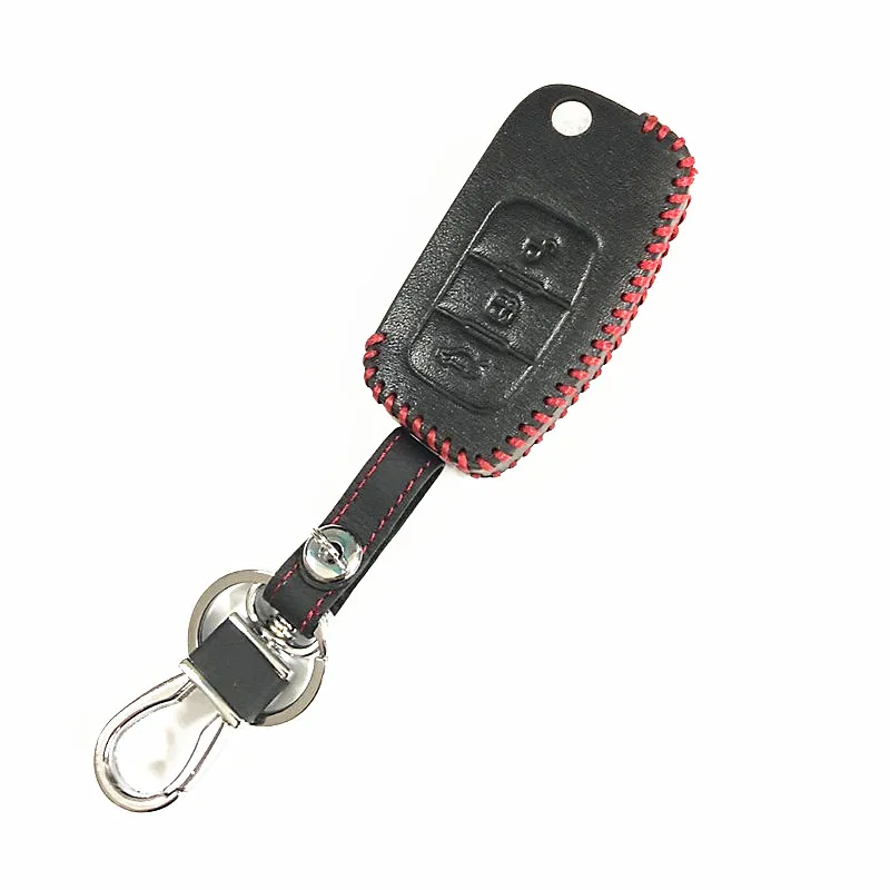 C red thread Кожаный чехол для ключей автомобиля Ford Mustang Ranger Figo KA Territory FLEX Transit Super Duty Atlas F-150 F250 F350 F450 - Название цвета: C red thread