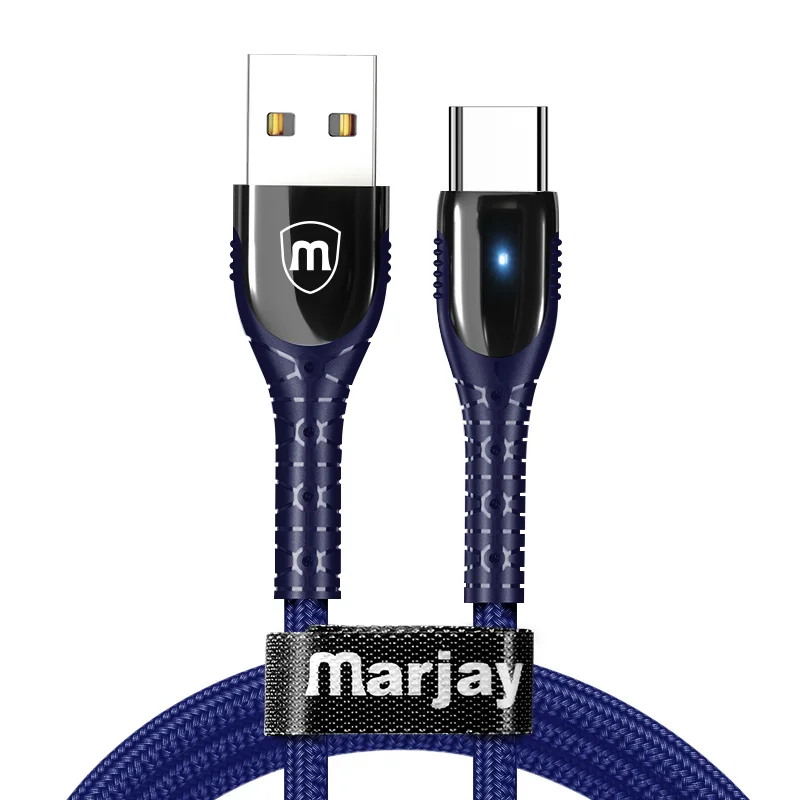 Blue for Type C Marjay type C кабель для быстрой зарядки для samsung S10 S9 S8 быстрое зарядное устройство USB-C кабель для Xiaomi Redmi провод кабель для передачи данных для huawei P30 - Цвет: Blue for Type C