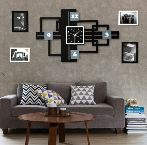 with 4 photo frames 20 дюймовые большие настенные часы с фоторамкой, большие настенные часы для гостиной, модные свадебные настенные часы, украшение дома, настенные часы с картинками - Цвет: with 4 photo frames